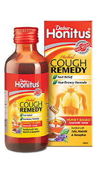 Dabur Honitus Herbal Cough Remedy is used to treat cough and relieve nasal congestion. It also provides effective relief from dry cough as well as throat irritation. The syrup is particularly effective against acute non-productive cough and unlike commonly available cough syrups, it does not cause drowsiness. It works as a natural cough remedy that has both antimicrobial as well as anti-inflammatory properties