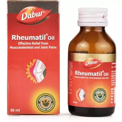 Dabur's Rheumatil Oil is one of the top ayurvedic medicines for Joint Pains with herbal extracts from effective medicinal plants, which provides relief from joint and musculoskeletal pains as recommended by ayurveda. It has anti-inflammatory, quick absorption, rapid action and counter irritant properties, which reduces joint pain, swelling and stiffness.
