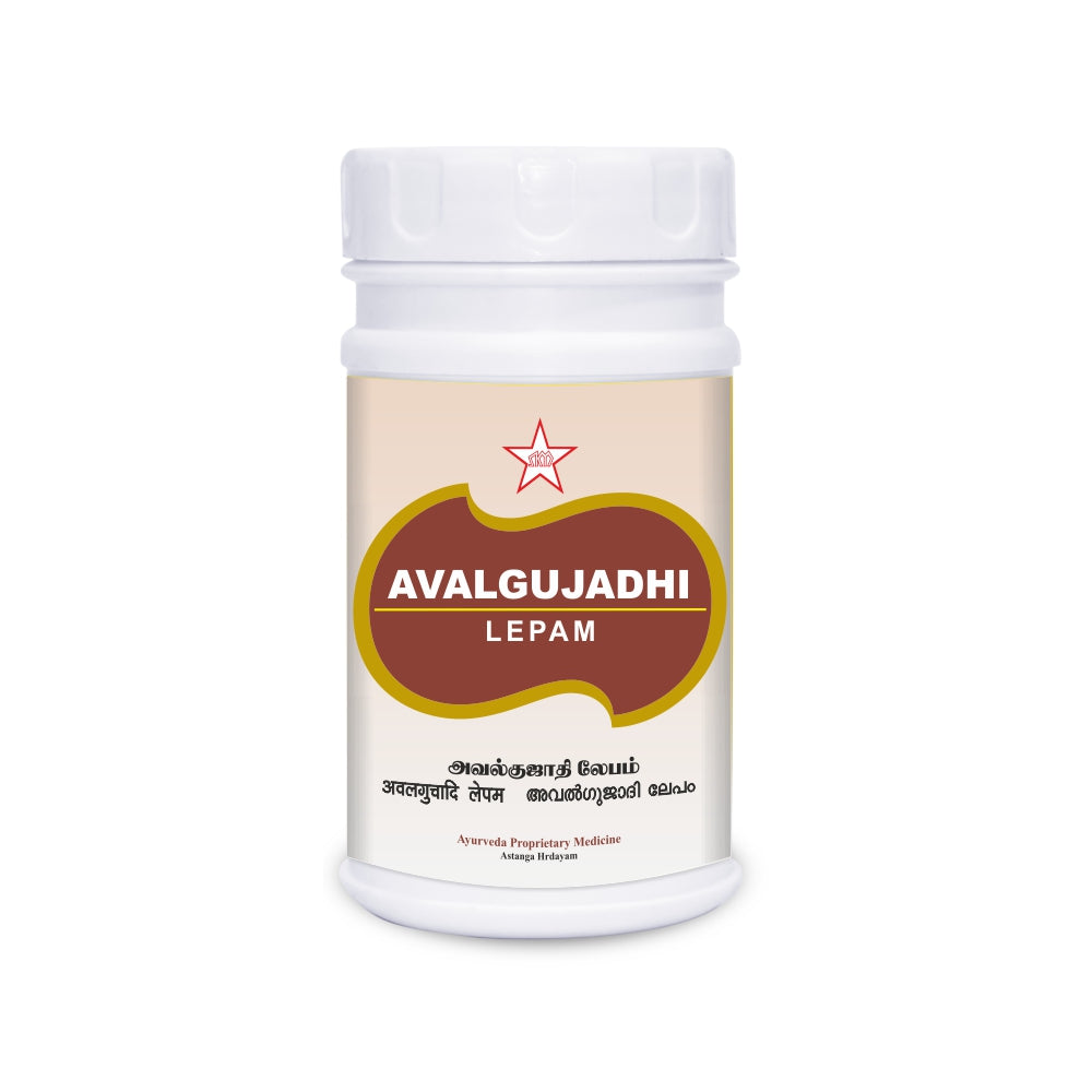 S-Avalgujadhi Lepam is a 100gm herbal product known for its benefits in treating skin diseases, leucoderma, itching, vitiligo, and fungal infections. The herbal ingredients have been used for centuries to support the skin's natural healing process. This product aids in the relief of inflammation and irritation, while promoting a healthy and balanced skin.