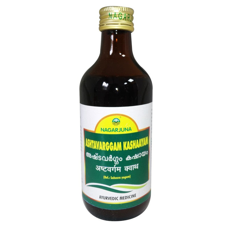 Ashtavarggam Kashaayam, a traditional herbal remedy, contains a blend of eight potent ingredients. This all-natural formula has been used for centuries to promote overall health and well-being. Experience the benefits of this time-tested tonic today.