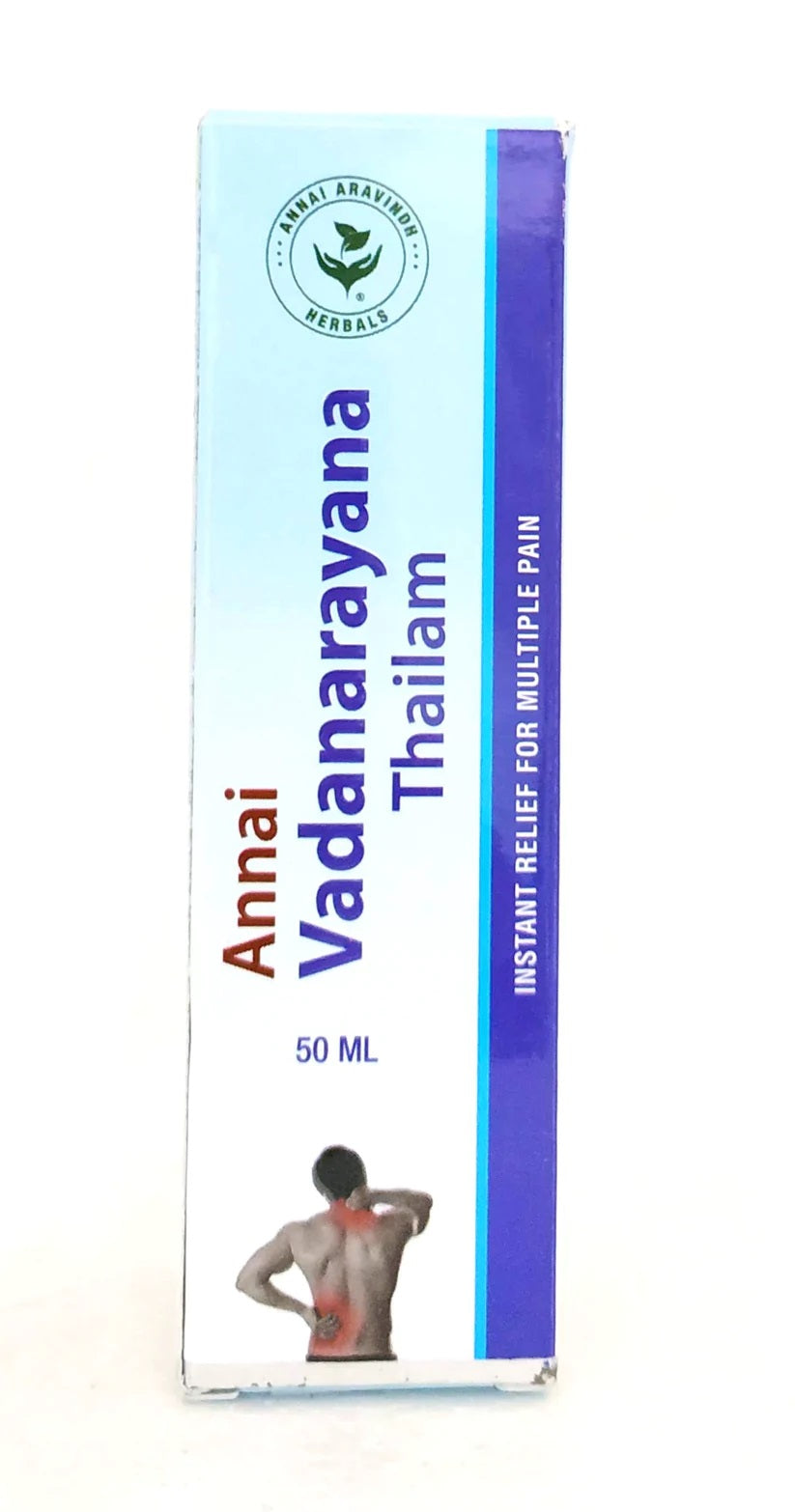 Annai Vadanrayana Thailam is a 100% natural and traditional Ayurvedic oil that promotes overall well-being. Its unique blend of herbs and oils soothes aches and pains, enhances blood circulation, and improves skin health