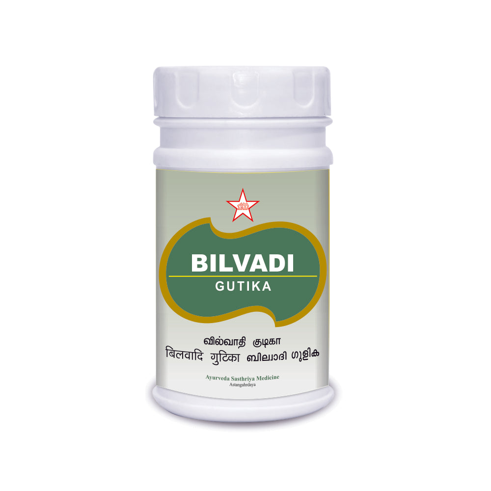 Bilvadi Gulika (also called Vilwadi Agada, Bilvadi Vati, Bilvadi Gutika) is a polyherbal ayurvedic medicine used for the treatment of snake bite, scorpion sting, spider bite, rodent bite, gastroenteritis, cholera, indigestion, and fever. Generally, it is a drug of choice for toxic effects developed in human body due to any underlying cause or toxic substance of animal origin