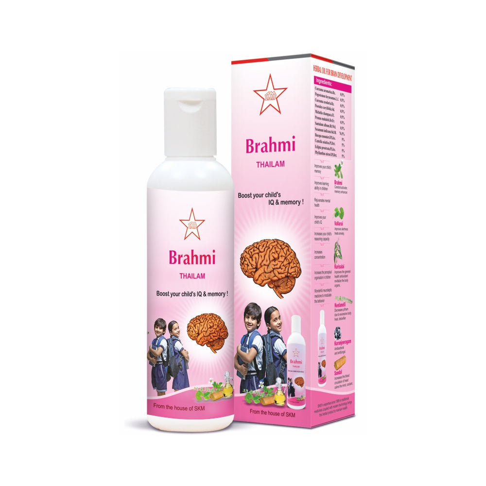 Brahmi Thailam may help address the following health conditions - Hair fall, Hair Damage, Premature greying, Dry Scalp and Itchy Scalp (Brahmi Thailam containing both Brahmi and Sandal Oil may be more effective for Itchy Scalp) Rejuvenates Mental Health. Furthermore, this oil can also be used as a regular hair oil.
