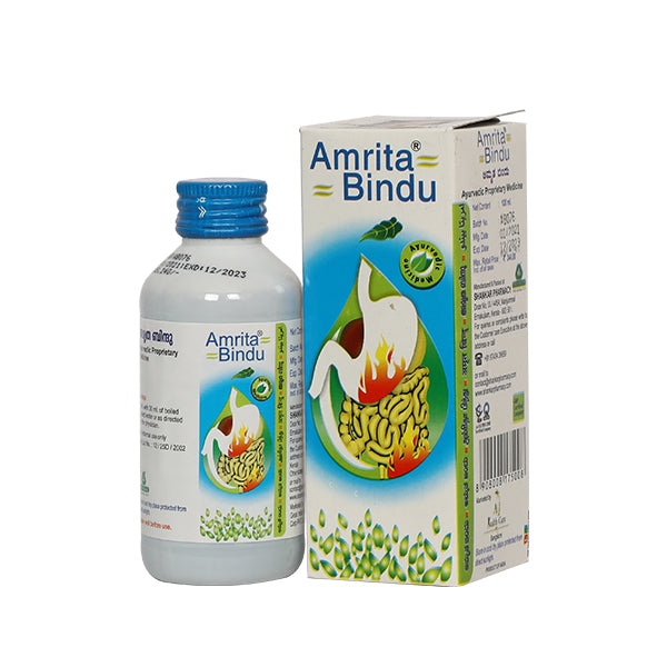 Amrita Bindu is a unique combination of ayurvedic medicines that was formulated for a wide variety of gastric diseases like acidity, chest burn, gas trouble, indigestion, nausea, vomiting, dyspepsia, stomach bloating, belching, flatulence etc.