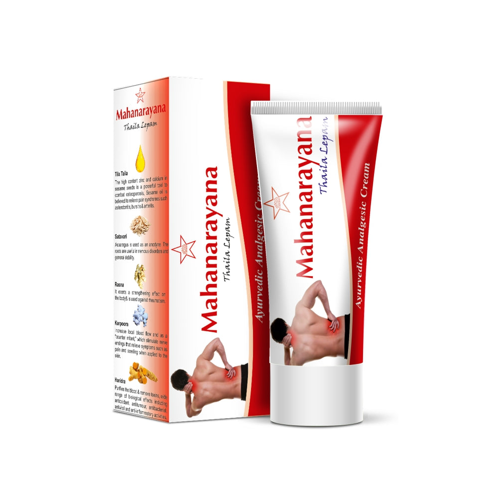 Mahanarayana lepam is an herbal formulation made from 30+ ayurvedic ingredients combined together. It relieves pain and inflammation and also improves circulation. Its natural ingredients actively work to reduce discomfort, inflammation, and swelling. A great choice for those who practice Ayurvedic medicine, Mahanarayana lepam provides long-lasting relief.