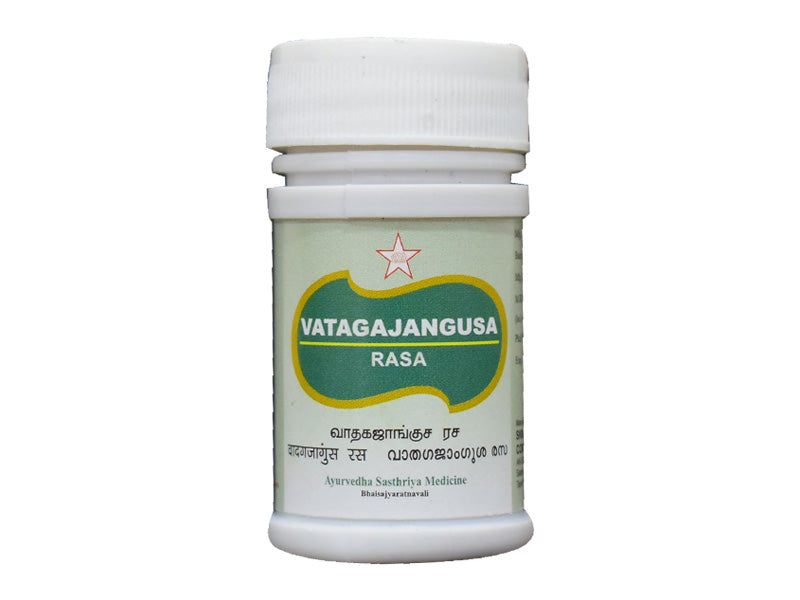 Vata Gajankusa rasam is a complex ayurvedic medicine for peripheral nervous system disorders. It has an anti-inflammatory and anti-analgesic effect. Due to its qualities, Vata Gajankusa rasam is used in neuromuscular diseases, hysteria, nervous diseases Besides, Vatagajankusa rasam heals radiculitis, paresis, brachial neuralgia, spondylosis, seizures of various origins.