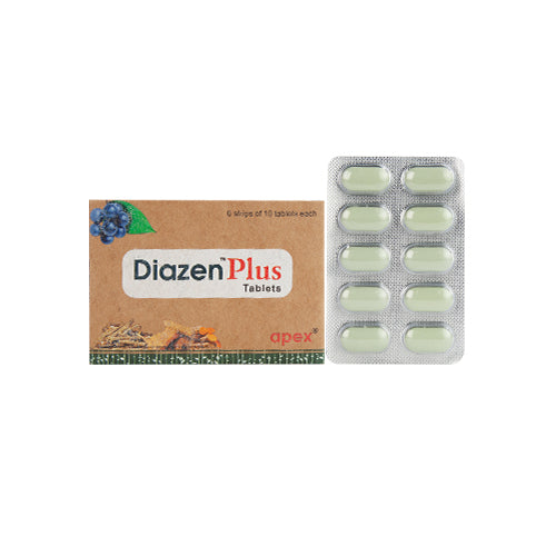 Diazen Plus is now your partner in helping you control blood sugar. Tired of diets and sacrifices on sweet treats? Use Diazen Plus and manage blood sugar with ease. High blood sugar or Hyperglycemia can throw your routine off balance. Filled with the benefits of Ayurvedic herbs and medicine, Diazen Plus helps you manage a healthy blood sugar level and comes in a convenient dosage form. Diazen Plus is an effective Ayurveda product for the treatment of Diabetes type 1 and Type 2.
