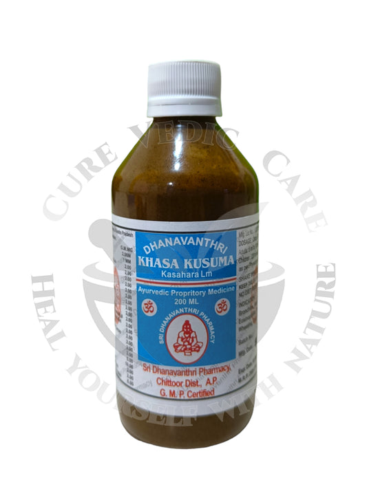 Kasahara kusma Syrup helps in respiratory conditions such as Asthma, cough, fever and bleeding diseases. It is a natural mucolytic and bronchodilator. It increases airflow to the lungs by dilating and relaxing the bronchial passages. Best Ayurvedic medicine for productive cough, asthma, bronchitis, rhinitis.