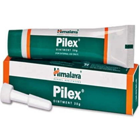 Himalaya Pilex Ointment is formulated to provide relief in the condition of rectal bleeding, pain, itchiness, and chronic constipation associated with hemorrhoids. The ingredients used in the ointment help shrink pile mass, control bleeding, relieving inflamed skin and the mucus membrane. Moreover, the local analgesic property of Pilex relieves pain and gives pain-free fecal excretion.