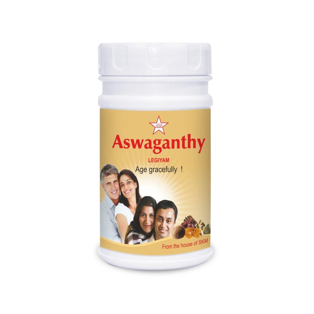 Aswagandhadi Lehyam is a traditional poly-herbal semi-solid formulation with Ashwagandha (Withania somnifera) as one of its main ingredients. It is considered a powerful aphrodisiac and nervine tonic. An immune booster rich in anti-oxidants, this lehyam helps increase energy, reduce fatigue and improve stamina, muscle strength & sexual vigor