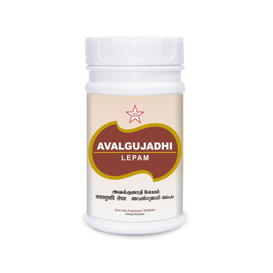 S-Avalgujadhi Lepam is a 100gm herbal product known for its benefits in treating skin diseases, leucoderma, itching, vitiligo, and fungal infections. The herbal ingredients have been used for centuries to support the skin's natural healing process. This product aids in the relief of inflammation and irritation, while promoting a healthy and balanced skin.
