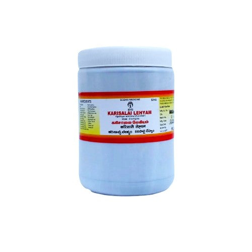 Karisalai Lehyam-500gm is an Ayurvedic herbal supplement for respiratory health. With its potent blend of natural ingredients, including Karisalai herb, it provides relief from cough, congestion and respiratory discomfort. This 500gm jar is perfect for those looking for long-term respiratory support. Say goodbye to respiratory issues with Karisalai Lehyam.