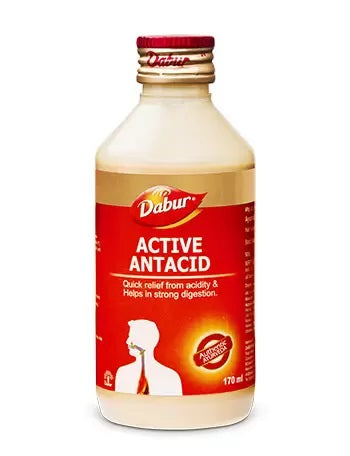 Dabur Active Antacid is an ayurvedic and herbal medicine. It is available in liquid form (syrup) and to be taken orally. Active Antacid is manufactured by the Dabur. Dabur Active Antacid is widely used for the treatment of acidity and gas.